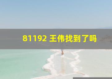 81192 王伟找到了吗